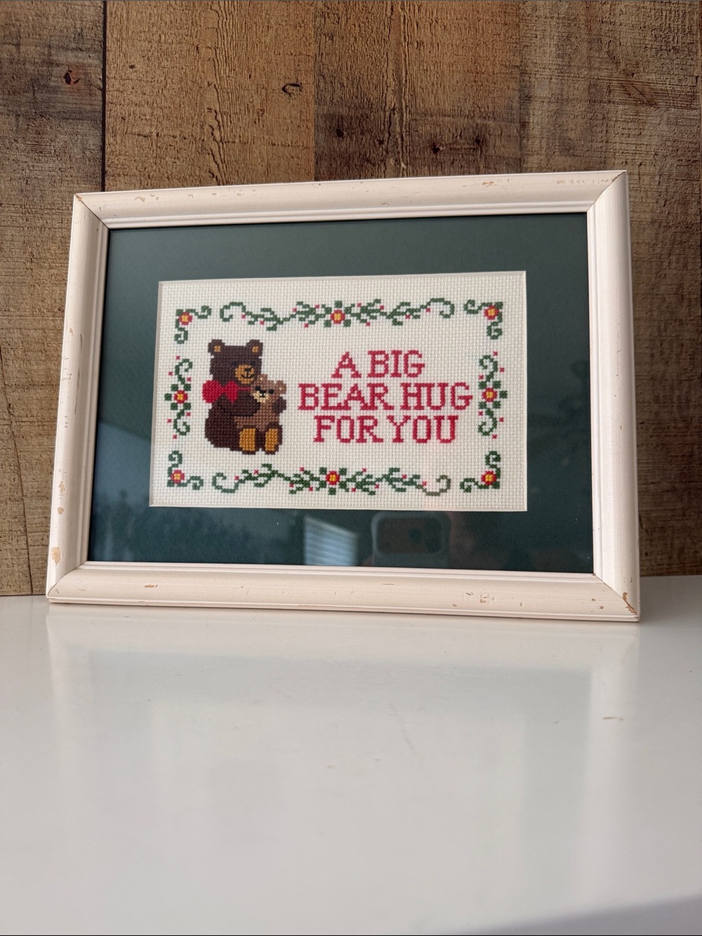 Framed Cross-Stitch “A Big Bear Hug For You”
